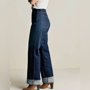 High-Rise Wide-Leg Women's Jeans - Dark Blue